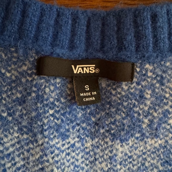 Vans Blue and White Checkered Cardigan Sweater - Picture 3 of 3